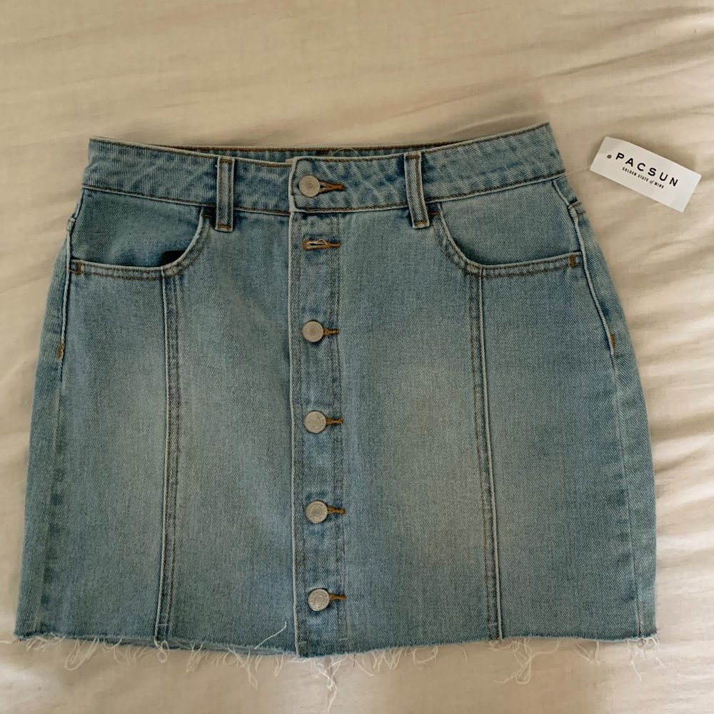 Button Up Denim Mini Skirt